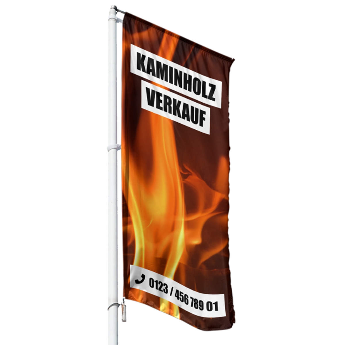 Kaminholz Verkauf Hissflagge, Fahne im Wunschformat (2315)