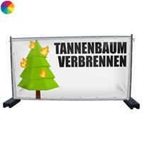 340 x 173 cm | Tannenbaum Verbrennen Bauzaunbanner (2809)