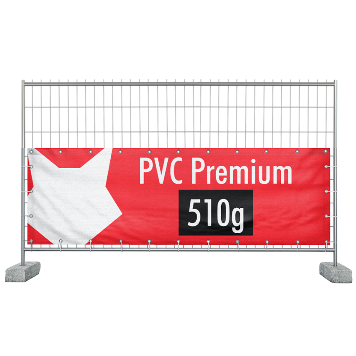 340 x 110 cm | Bauzaunbanner selbst gestalten, PVC Frontlit Premium B1