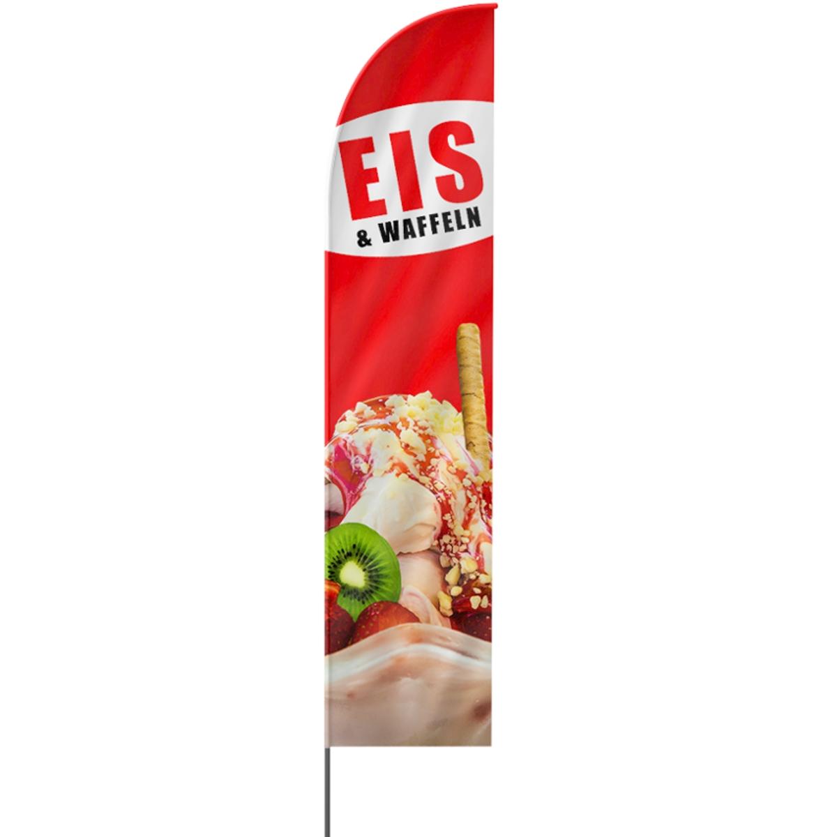 Eis & Waffeln Beachflag, 3 Modelle, 4 Größen (3171)